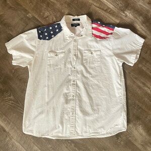 Men's White Shirt with American Flag